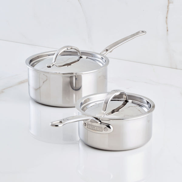Hestan ProBond® Luxe 4-Piece Polished Clad Stainless Steel Saucepan Set, 1.5qt. & 3qt. (1370494)