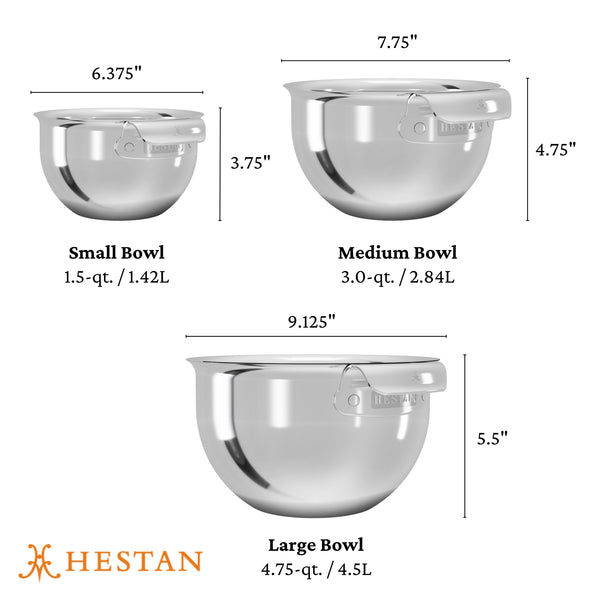 Hestan Provisions 3-Piece Stainless Steel Mixing Bowl Set (48696)