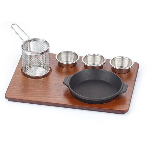 ABM Iron Cast Round Dish Fajita Set - MDF (A 216 07) - iFoodservice Online