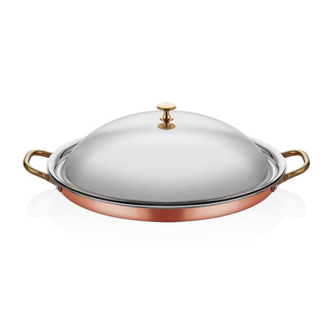 ABM Multi Metal Copper Oval Low Omelet Pan 28*21*6CM + Lid(A 101OS 28K) - iFoodservice Online