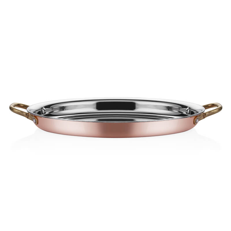ABM Multi Metal Copper Oval Low Omelette Pan 28*21*6CM (A 101OS 28) - iFoodservice Online