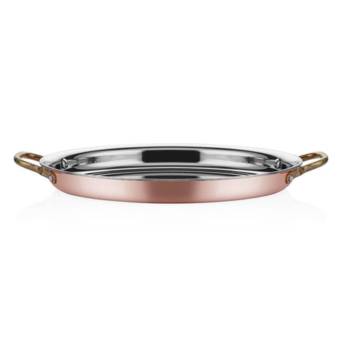 ABM Multi Metal Copper Oval Low Omelette Pan 28*21*6CM (A 101OS 28) - iFoodservice Online