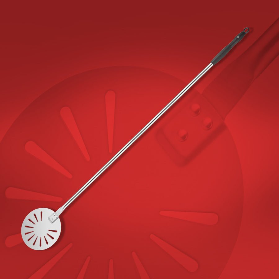 ABM Round Perforated Steel Pizza Peel 24cm (A 342D 24) - iFoodservice Online