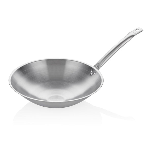 ABM Stainless Steel Round Induction Wok Pan 36cm (A 205 36) - iFoodservice Online
