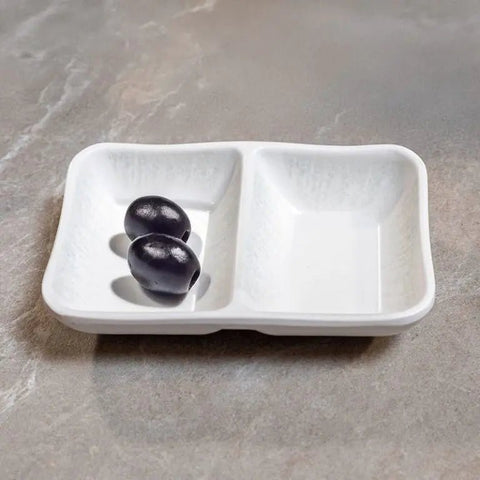 Adrier Bruma White Rectangular bowl w/2 compr 13 x 8 cm x 2.5 cm height (SRCTB13083 - BRU) - iFoodservice Online