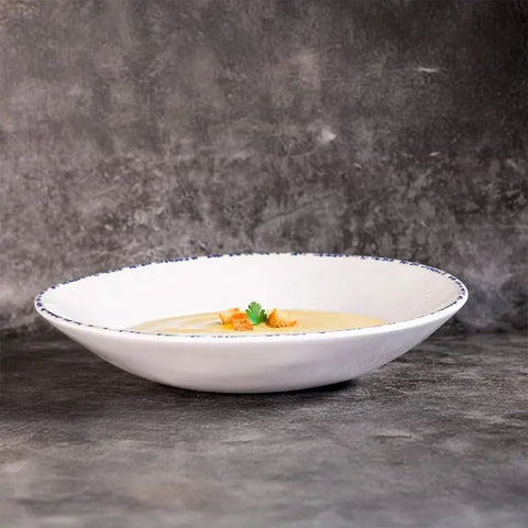 Adrier Cobalt White With Blue Border Deep plate - 25 cm Ø x 5 cm high (MODP25 - BLU) - iFoodservice Online