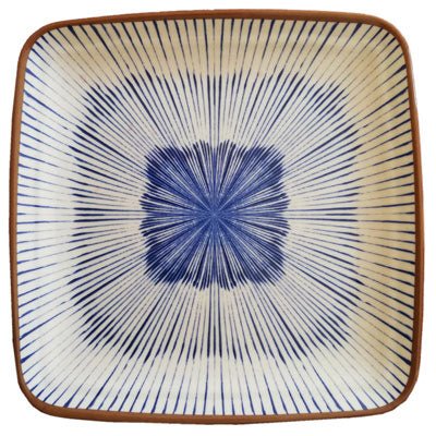 Adrier Cream and Blue With Brown Edge Medium Sized Square Plate - 22.5 X 22.5 X 2 Cm (CHSP22 - CB) - iFoodservice Online