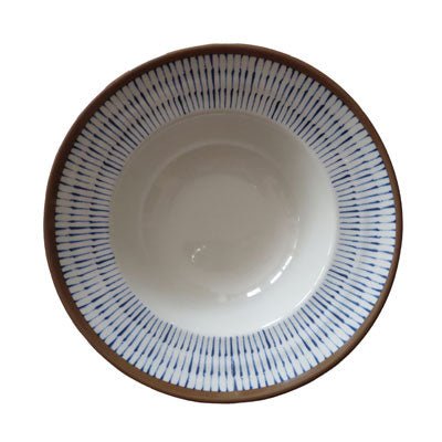 Adrier Cream and Blue With Brown Edge Round Plate - 20 Cm Ø X 5.5 Cm High (CHRB20 - CB) - iFoodservice Online