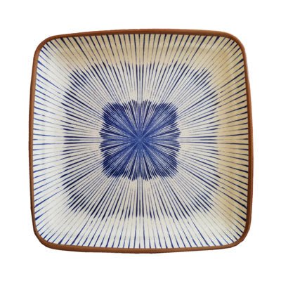 Adrier Cream and Blue With Brown Edge Small Square Plate - 19 X 19 X 2 Cm (CHSP19 - CB) - iFoodservice Online