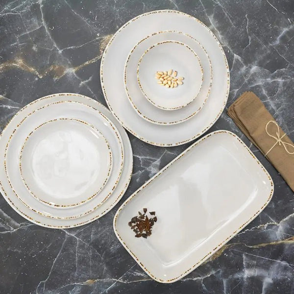 Adrier Dune White with brown border Deep plate - 25 cm Ø x 5 cm height (MODP25 - BEI) - iFoodservice Online