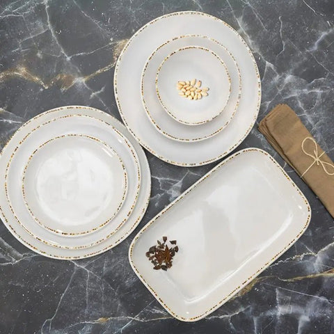 Adrier Dune White with brown border Deep plate - 25 cm Ø x 5 cm height (MODP25 - BEI) - iFoodservice Online