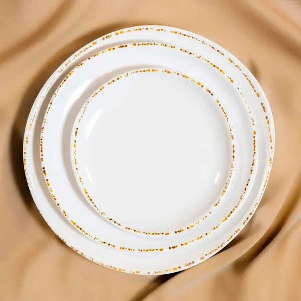 Adrier Dune White with brown border Round plate - 26.4 cm Ø x 2 cm height (MORP26 - BEI) - iFoodservice Online