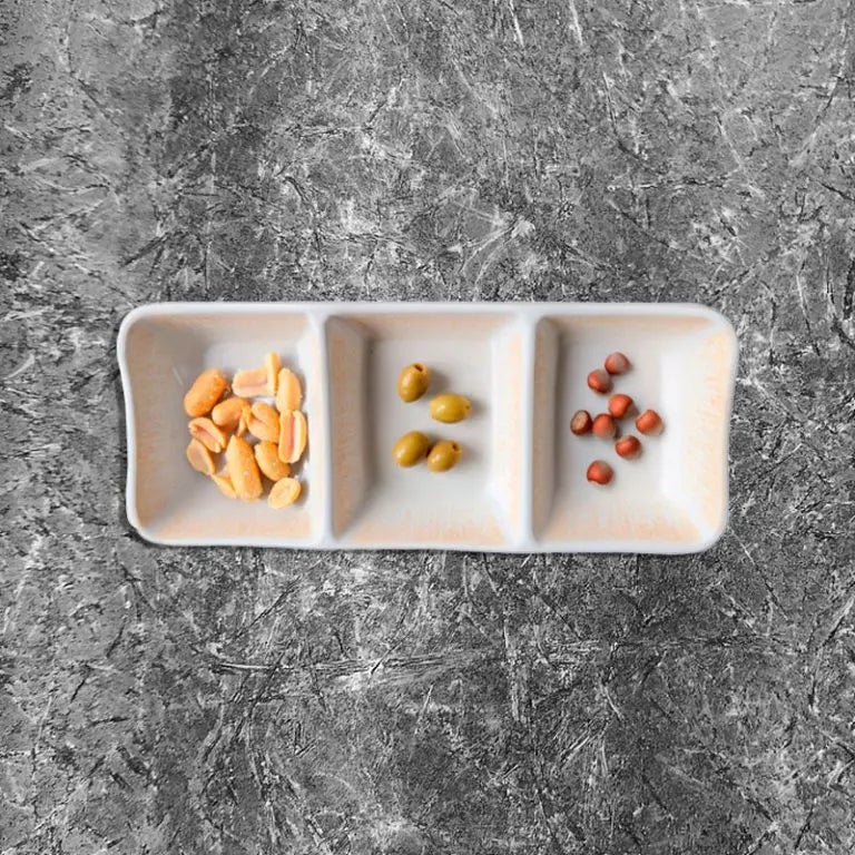 Adrier Ginger Yellow Rectangular bowl w/3 compr - 19 x 8 cm x 2.5 cm height (SRCTB19482 - GIN) - iFoodservice Online