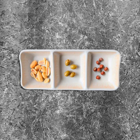 Adrier Ginger Yellow Rectangular bowl w/3 compr - 19 x 8 cm x 2.5 cm height (SRCTB19482 - GIN) - iFoodservice Online