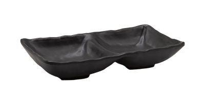 Adrier Matte Black Rectangular Bowl 2 Compartments - 17 X 8.5 X 3.5 Cm (SRCTB17085 - MBK) - iFoodservice Online