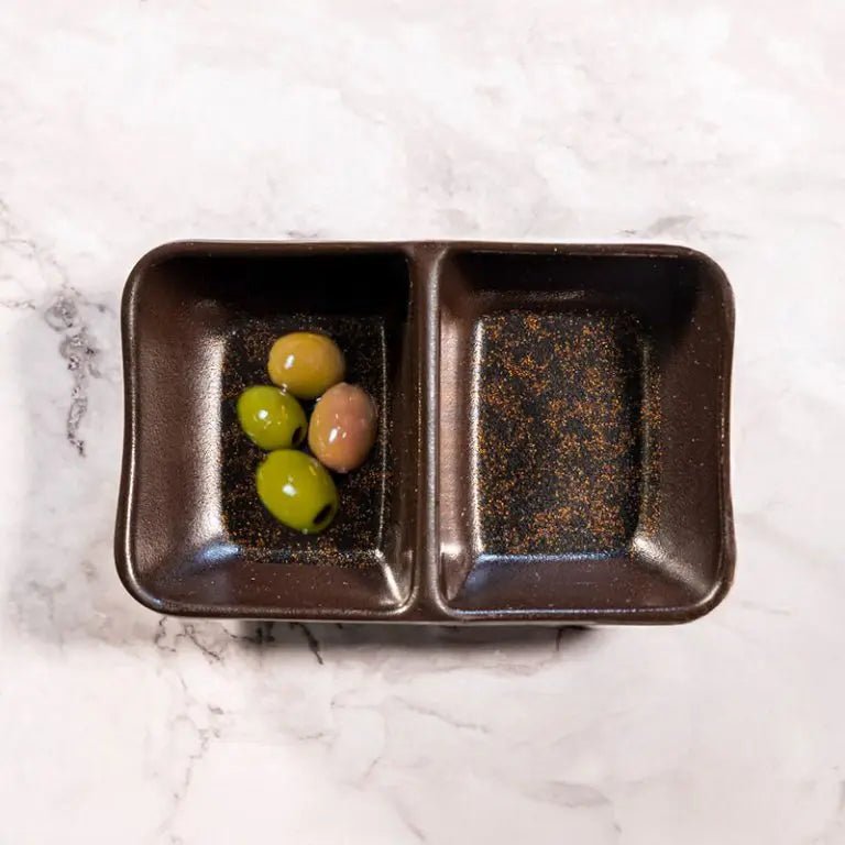 Adrier Orion Black Rectangular bowl w/2 compr - 13 x 8 cm x 2.5 cm height (SRCTB13083 - ORI) - iFoodservice Online