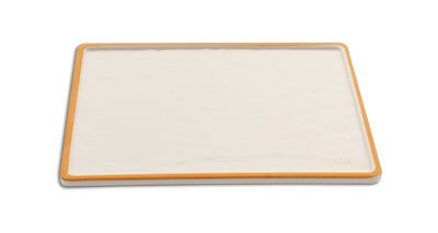 Adrier White With Orange Edge Medium Rectangular Platter - 24 X 19 X 1.5 Cm (TTRP2419 - WO) - iFoodservice Online