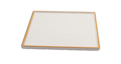 Adrier White With Orange Edge Medium Square Platter - 23 X 23 X 1.5 Cm (TTSQP23 - WO) - iFoodservice Online