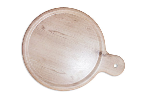 Adrier Wood/White Round Plate With Handle - 40 Cm (TTPP1215 - WW) - iFoodservice Online