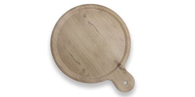 Adrier Wood/White Round Plate With Handle - 40 Cm (TTPP1215 - WW) - iFoodservice Online