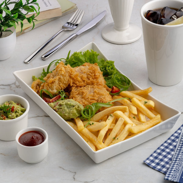 Ariane 10'' x 6 1/2'' Slow Fast - Warm White Porcelain Hot Dog Holder - 4/Case (AOTARN000012026) - iFoodservice Online