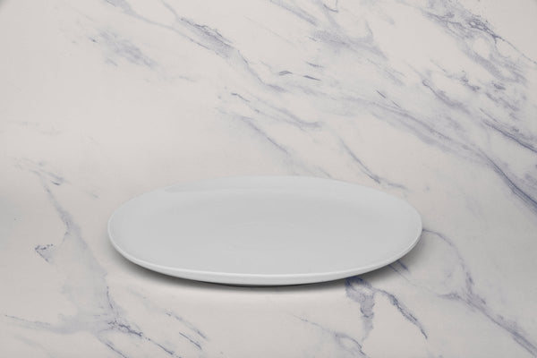 Ariane 14 1/6" Vital Coupe - Warm White Porcelain Coupe Oval Plate - 6/Case (AVCARN000015036) - iFoodservice Online