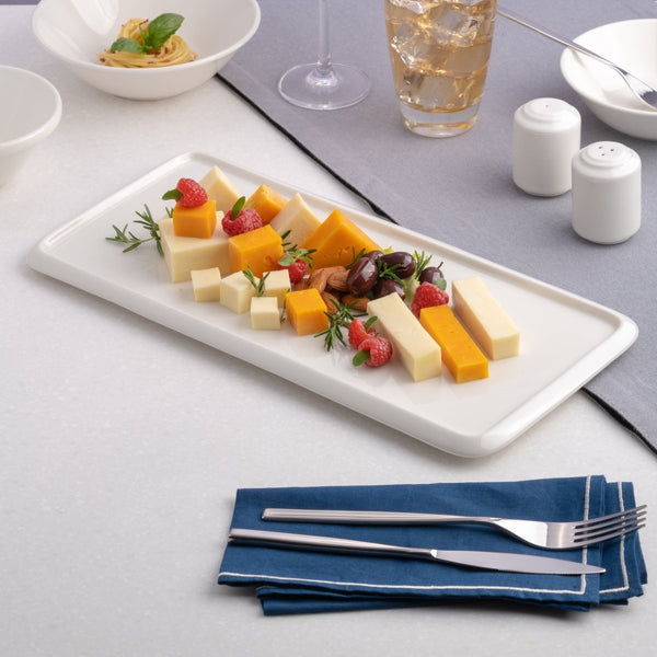Ariane 14 4/7" x 6 2/3" Prime - Warm White Porcelain Rectangle Tray - 6/Case (APRARN000087037) - iFoodservice Online