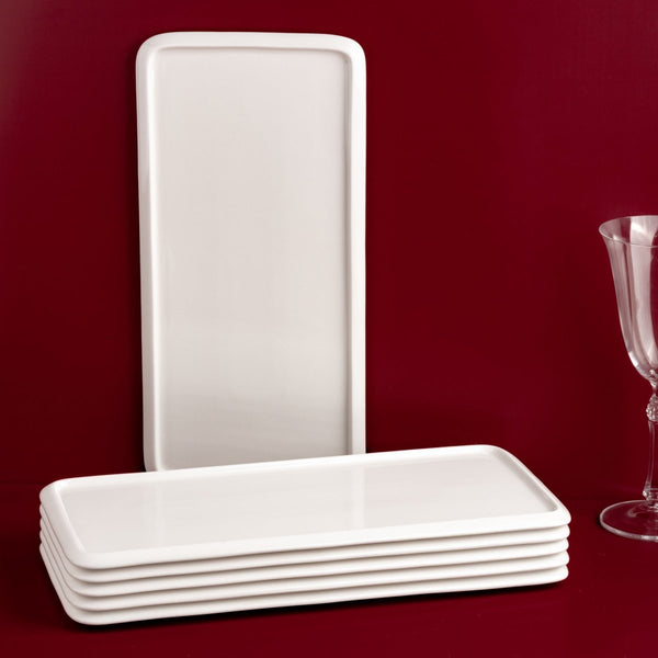 Ariane 14 4/7" x 6 2/3" Prime - Warm White Porcelain Rectangle Tray - 6/Case (APRARN000087037) - iFoodservice Online