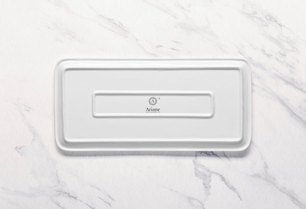 Ariane 14 4/7" x 6 2/3" Prime - Warm White Porcelain Rectangle Tray - 6/Case (APRARN000087037) - iFoodservice Online