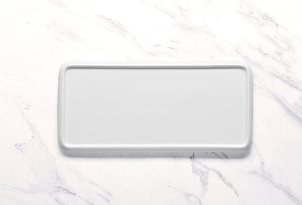 Ariane 14 4/7" x 6 2/3" Prime - Warm White Porcelain Rectangle Tray - 6/Case (APRARN000087037) - iFoodservice Online