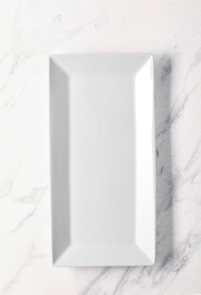 Ariane 15 1/6" x 7 1/2" White Panorama Porcelain Rectangle Plate - 6/Case (ARRARN000011038) - iFoodservice Online