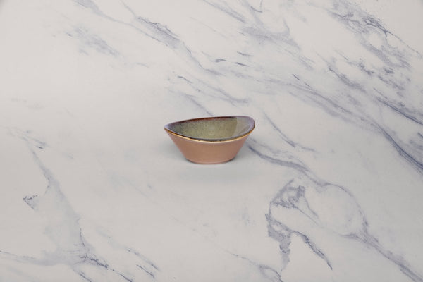 Ariane 3 1/3" x 3 1/4" x 1 3/8” Splash Beige Porcelain Curved Bowl - 18/Case (AMNARN257101009) - iFoodservice Online