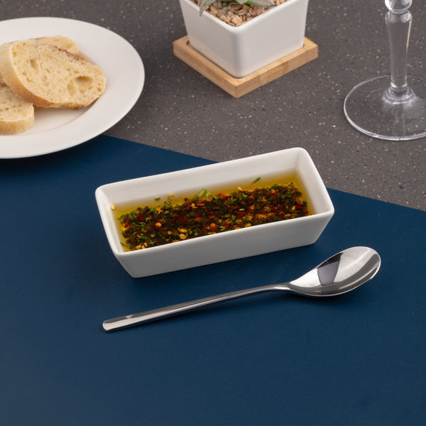 Ariane 5 5/7" x 2 3/4" White Panorama Porcelain Deep Rectangle Plate - 12/Case (ARRARN000012014) - iFoodservice Online