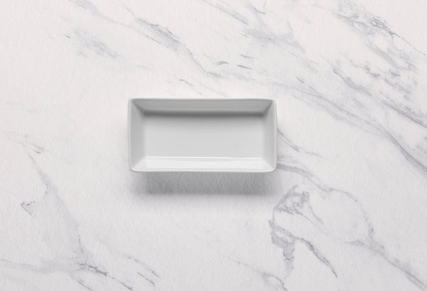 Ariane 5 5/7" x 2 3/4" White Panorama Porcelain Deep Rectangle Plate - 12/Case (ARRARN000012014) - iFoodservice Online