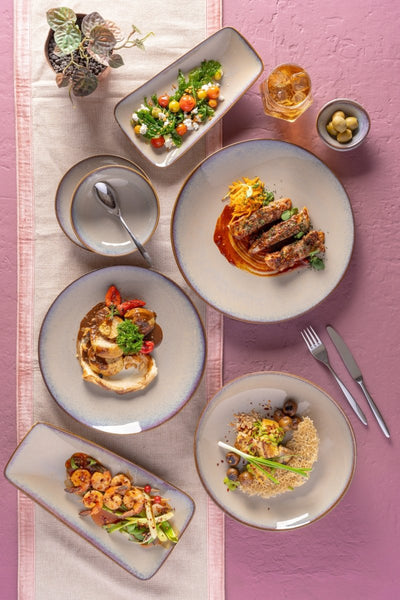 Ariane 6 2/7" Splash Beige Porcelain Coupe Elevated Tea/Coffee Saucer - 12/Case (AVCARN257014016) - iFoodservice Online