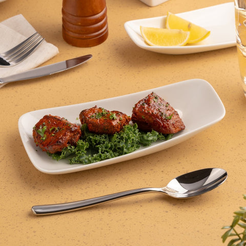 Ariane 7 2/3" x 4" Vital Rectangle - Warm White Porcelain Plate - 12/Case (AVRARN000011020) - iFoodservice Online