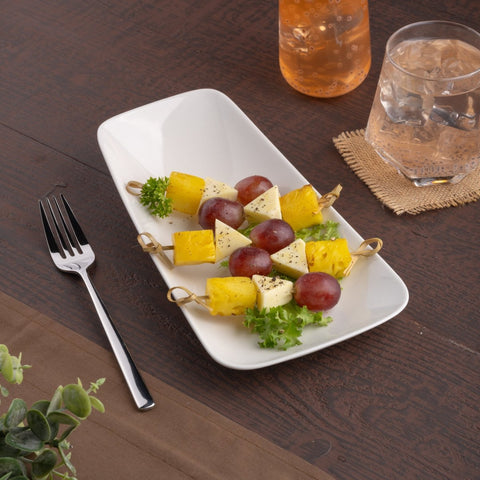 Ariane 9 4/9" x 5 1/8" Vital - Warm White Porcelain Rectangle Plate - 12/Case (AVRARN000011024) - iFoodservice Online