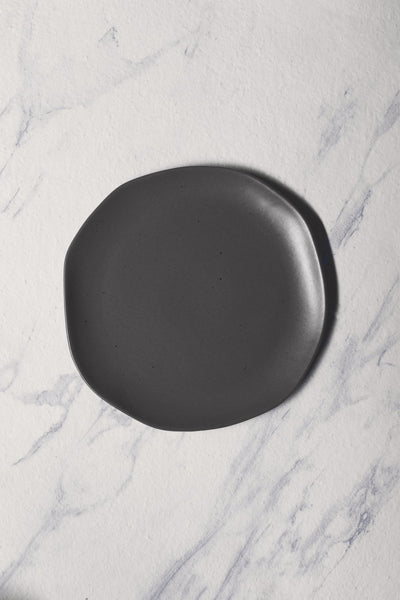 Ariane Earth 10 5/8" Earth - Charcoal Grey Dots Porcelain Flate Plate - 6/Case (AERARN510011027) - iFoodservice Online