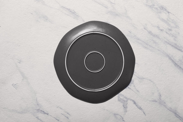 Ariane Earth 10 5/8" Earth - Charcoal Grey Dots Porcelain Flate Plate - 6/Case (AERARN510011027) - iFoodservice Online