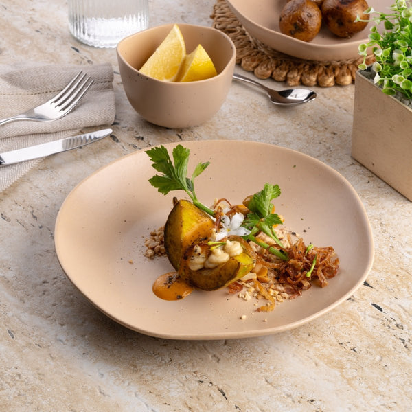 Ariane Earth 10 5/8" Earth - Dark Sand Dots Porcelain Flate Plate - 6/Case (AERARN512011027) - iFoodservice Online
