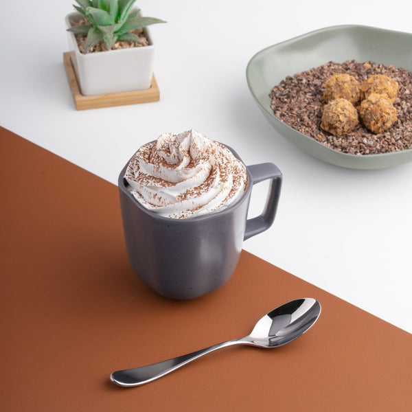 Ariane Earth 11 5/6 Oz Earth - Charcoal Grey Dots Porcelain Mug - 6/Case (AERARN510054035) - iFoodservice Online