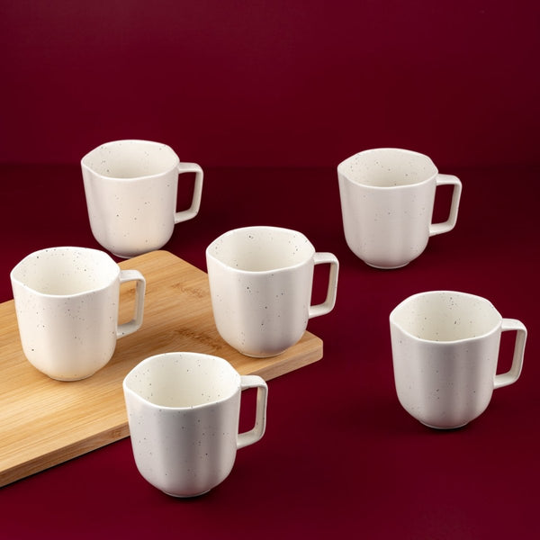 Ariane Earth 11 5/6 Oz Earth - Linen Dotts White Porcelain Mug - 6/Case (AERARN508054035) - iFoodservice Online