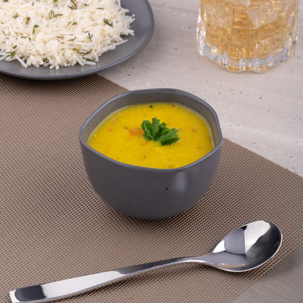 Ariane Earth 3 3/4'' Earth - Charcoal Grey Dots Porcelain Bowl - 12/Case (AERARN510022010) - iFoodservice Online