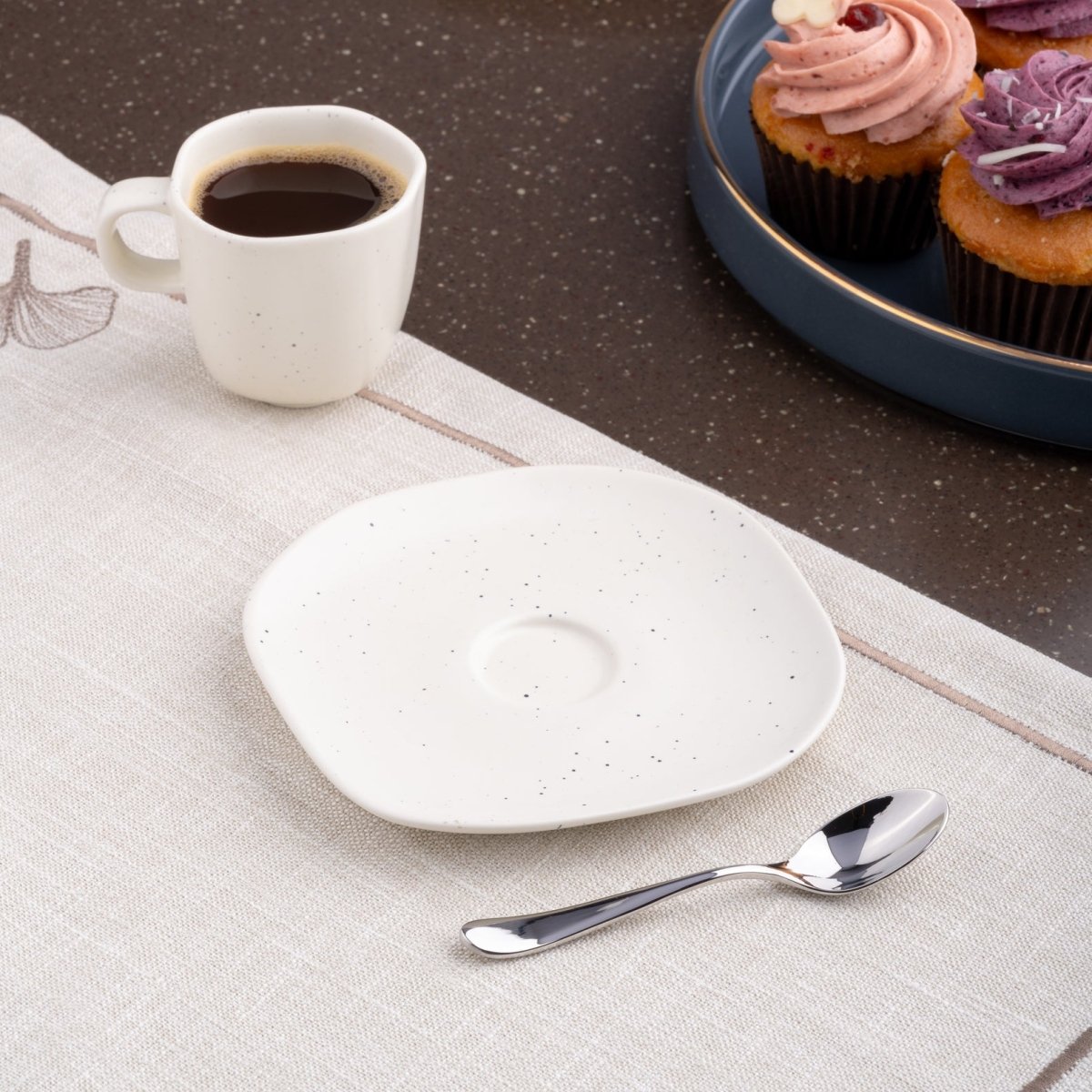 Ariane Earth 5 1/8" Earth - Linen White Porcelain Saucer - 12/Case (AERARN508014013) - iFoodservice Online