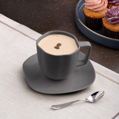 Ariane Earth 6" Earth - Charcoal Black Porcelain Saucer - 12/Case (AERARN510014015) - iFoodservice Online