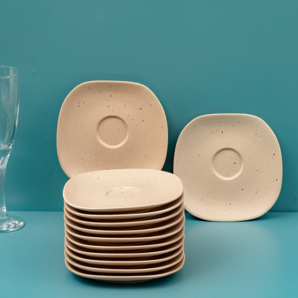 Ariane Earth 6" Earth - Dark Sand Dots Porcelain Saucer - 12/Case (AERARN512014015) - iFoodservice Online