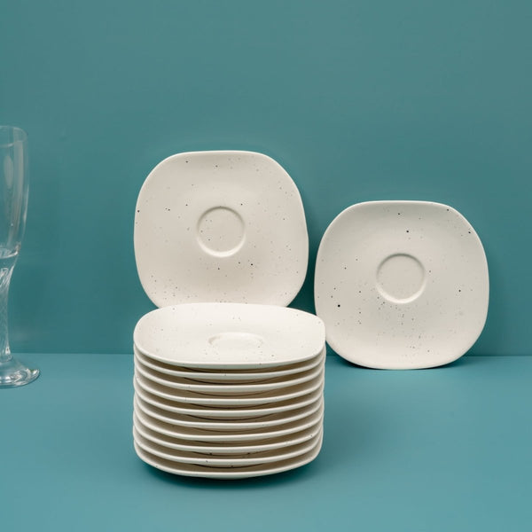 Ariane Earth 6" White Dotts Porcelain Saucer - 12/Case (AERARN508014015) - iFoodservice Online