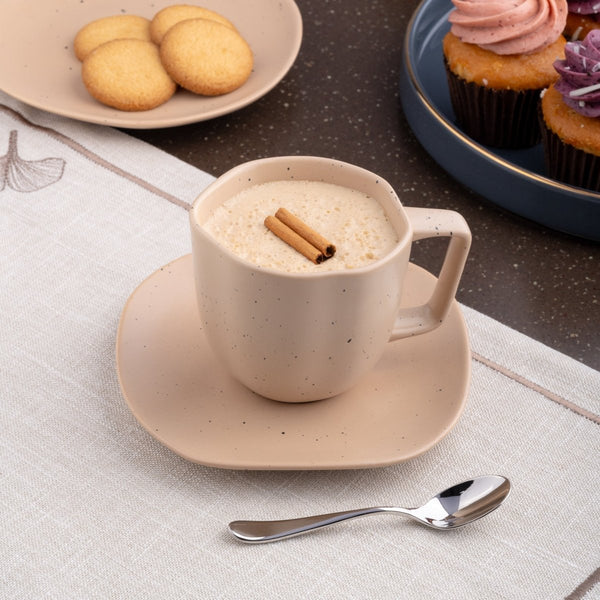 Ariane Earth 9 1/8 Oz Earth - Dark Sand Dots Porcelain Cup - 6/Case (AERARN512044027) - iFoodservice Online