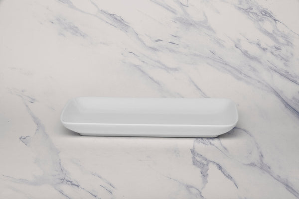 Ariane Gn 11'' x 5 1/2'' Buffet - Warm White Porcelain Rectangle Plate - 6/Case (AGNARN000011028) - iFoodservice Online