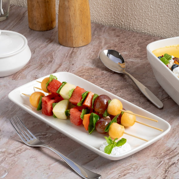 Ariane Gn 11'' x 5 1/2'' Buffet - Warm White Porcelain Rectangle Plate - 6/Case (AGNARN000011028) - iFoodservice Online